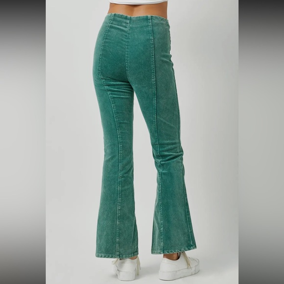 355. Flare Corduroy Pant Washed Vintage Green Side Zip NEW Item NWT S, M, L - Picture 3 of 8